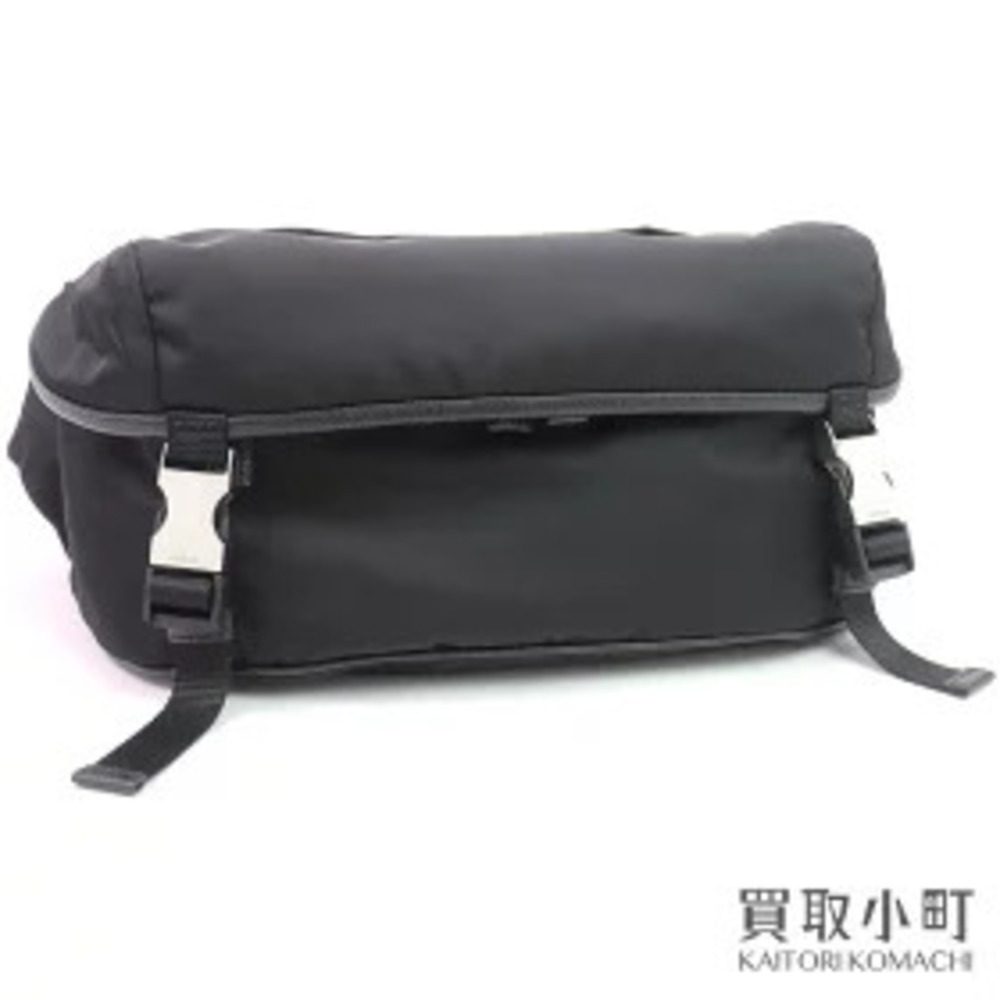 Prada Re Saffiano Leather Shoulder Bag Tessuto Black Triangle Crossbody